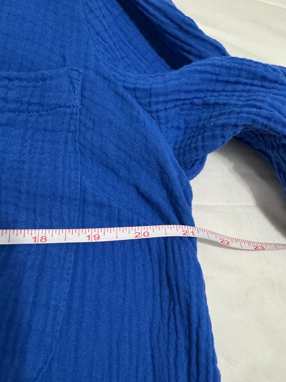 J. Jill Vibrant Blue 100% Cotton Gauze One Pocket Midi Shirtdress Large - Picture 5 of 15